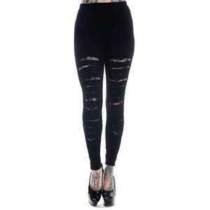 Slashed lace leggings